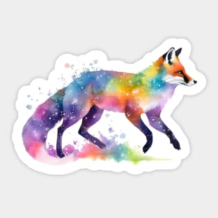 Watercolor Rainbow Galaxy Fox V1 Sticker